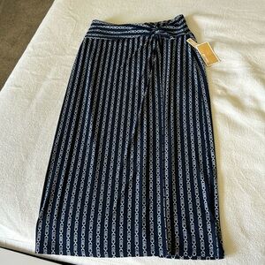 Michael Kors Twist Front Chain Link Print MIDI Skirt Sz M NWT